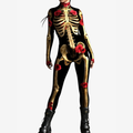 Rosavera – Dame Jumpsuit med Skelet- og Rosenprint
