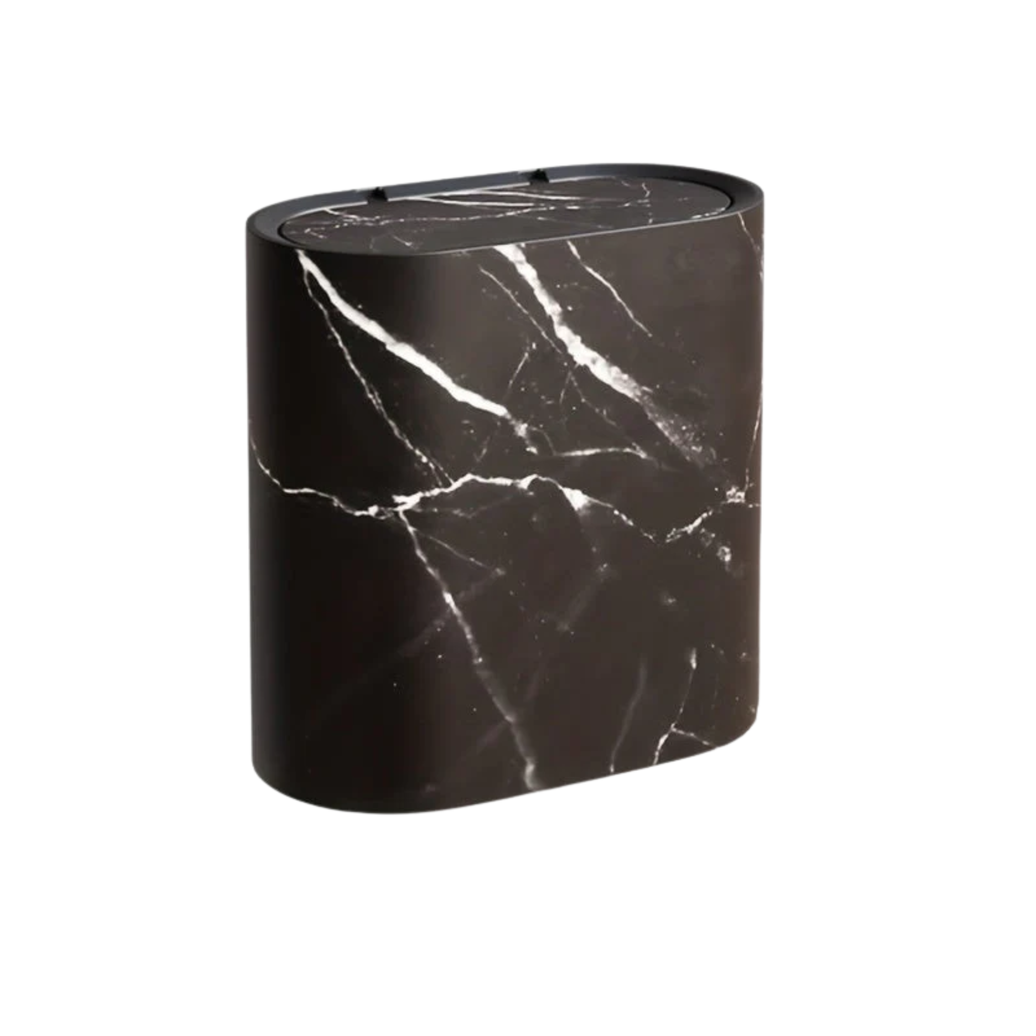 Affaldsspand med Marmorlook og Låg – Dekorativ Skraldespand til Badeværelse og Køkken Marble Black