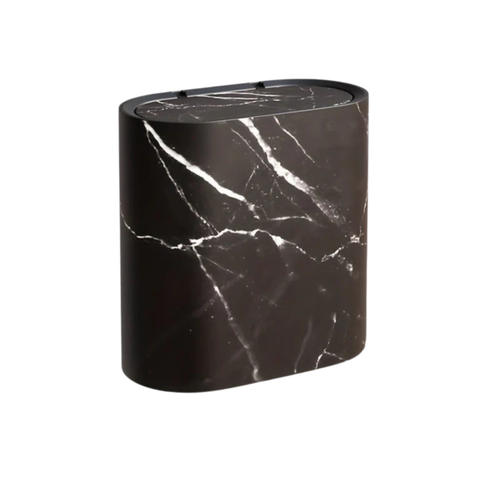 Affaldsspand med Marmorlook og Låg – Dekorativ Skraldespand til Badeværelse og Køkken Marble Black